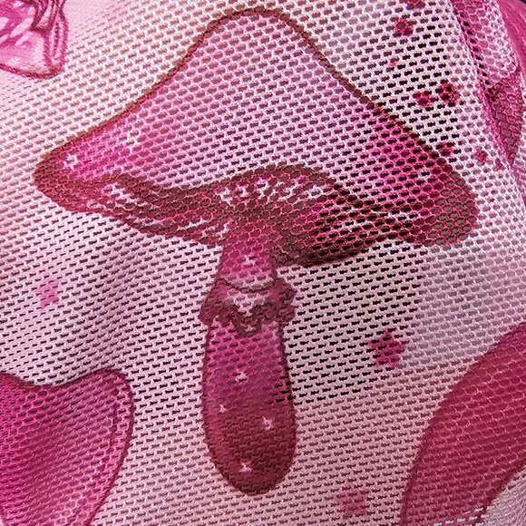 ALF New Mushroom Mesh Sheer Stretch Pink Sports Bra - Picture 4 of 7